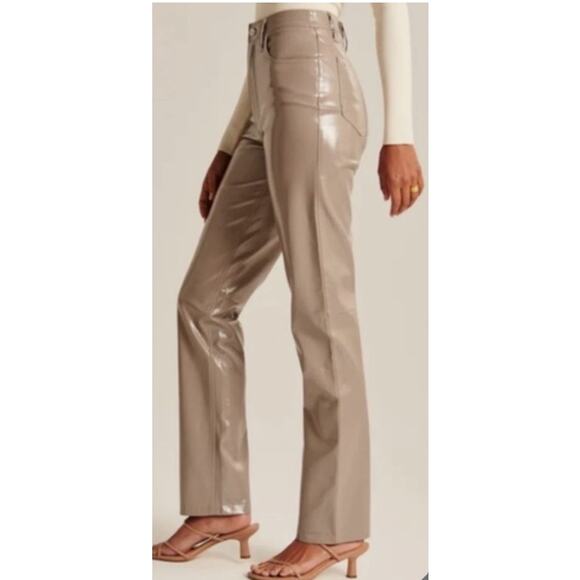 Abercrombie & Fitch Pants Womens 28 6S Vegan Leather The 90s Straight High Rise - Picture 2 of 6